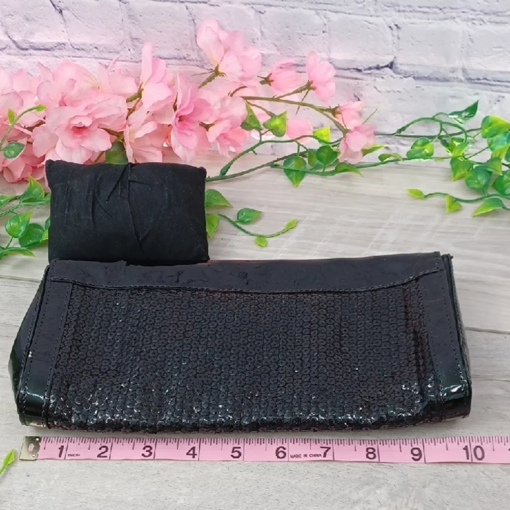 Furla Shimmering Black Sequin Clutch